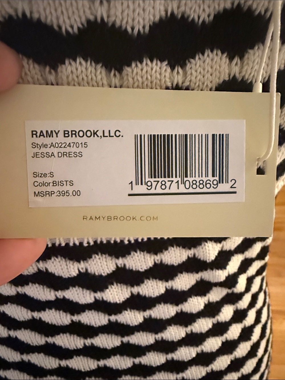 Ramy Brook Black & White Striped Knot-Front Midi Dress - Picture 4 of 9
